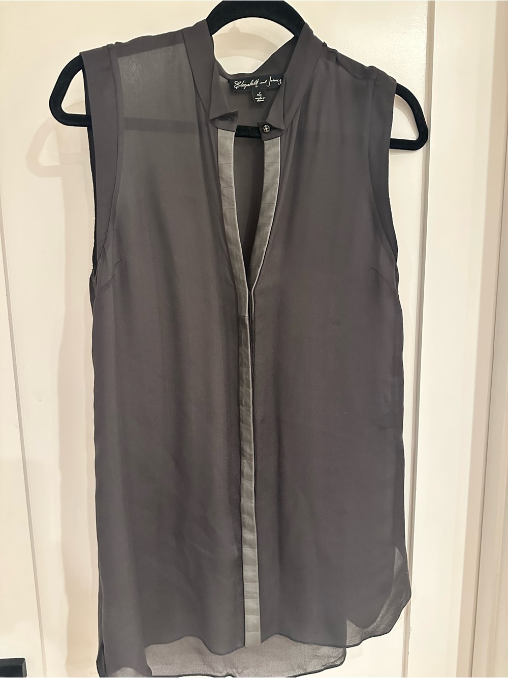 Elizabeth and James Sleeveless Sheer Tunic Blouse - olive green
